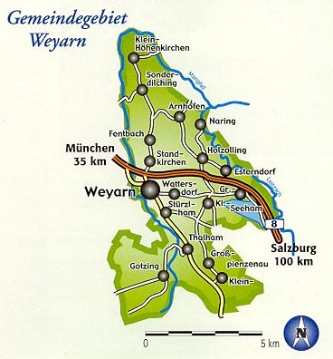 Karte des Gemeindegebiets  Weyarn