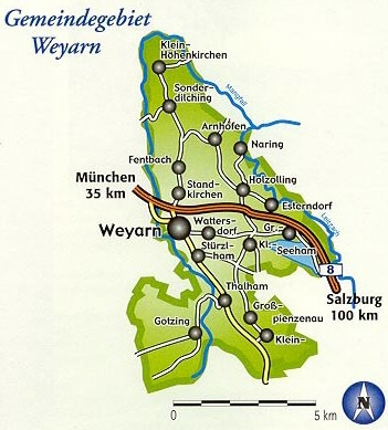 Karte des Gemeindegebiets  Weyarn