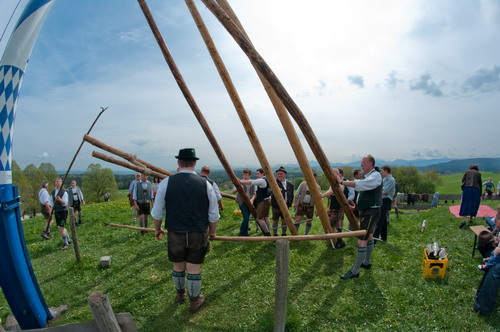 Maibaum aufstellen am Lindl in Weyarn