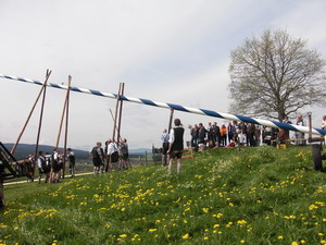 Maibaum aufstellen am Lindl in Weyarn